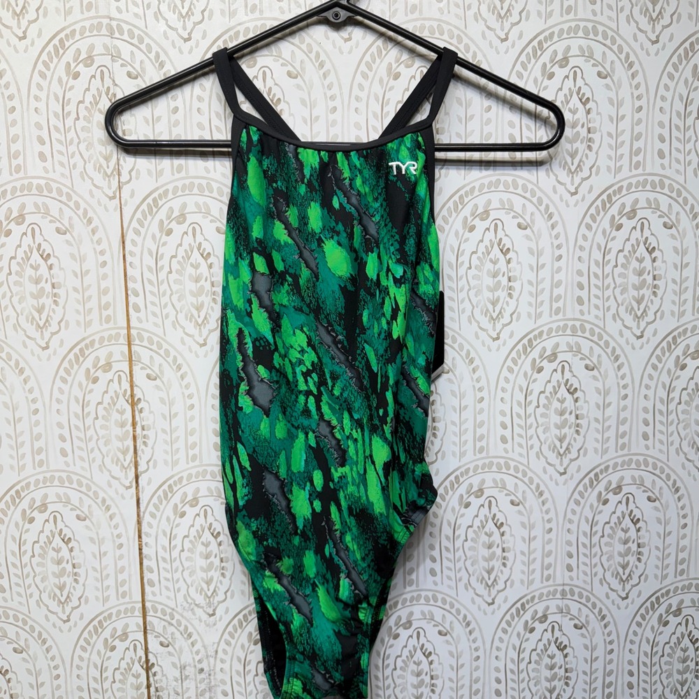TYR Swimsuit Womens XS 30 Green Brandello Diamondfit Durafast Lite DBRA7A New